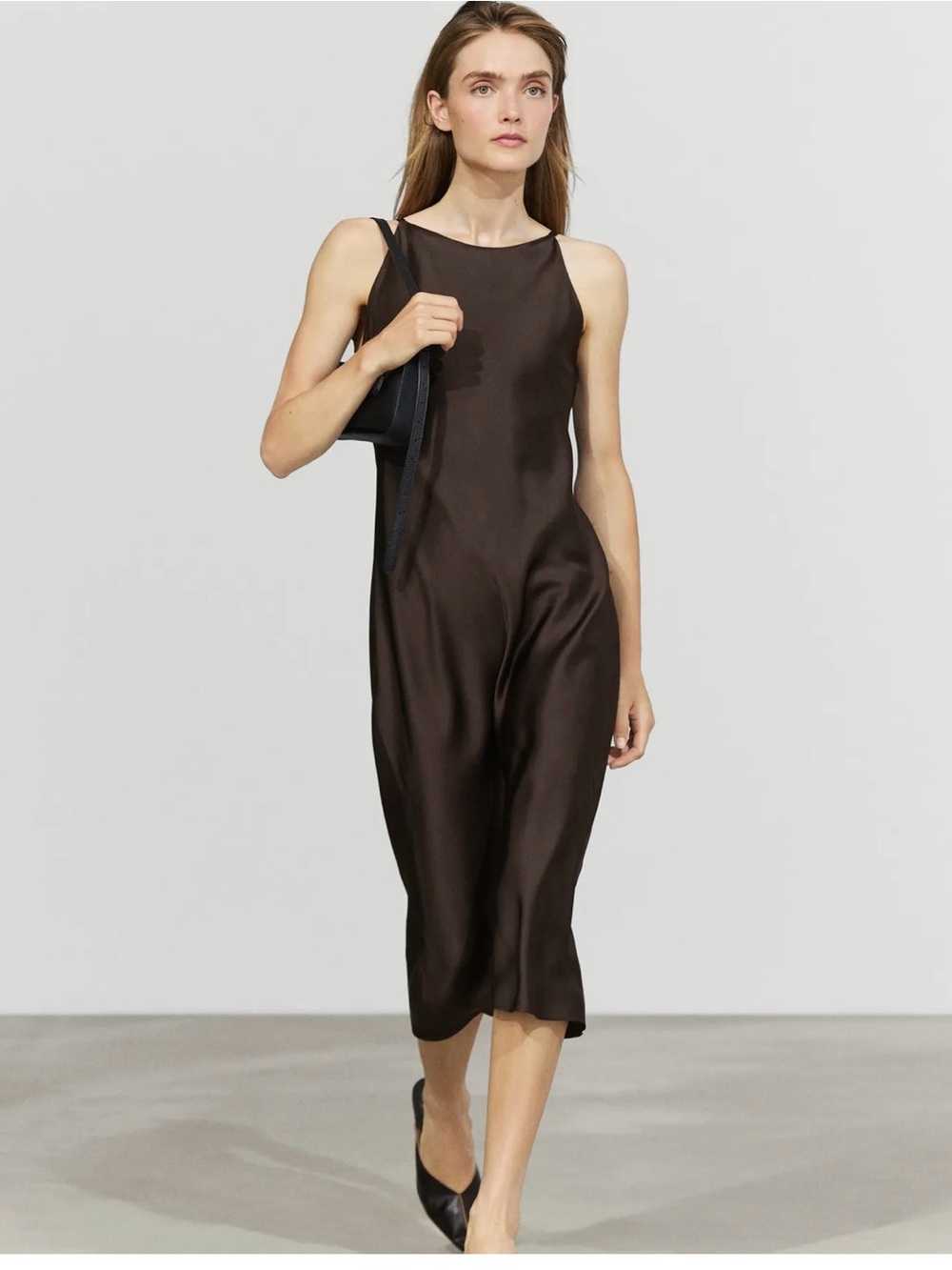 Massimo Dutti satin flowing midi dress